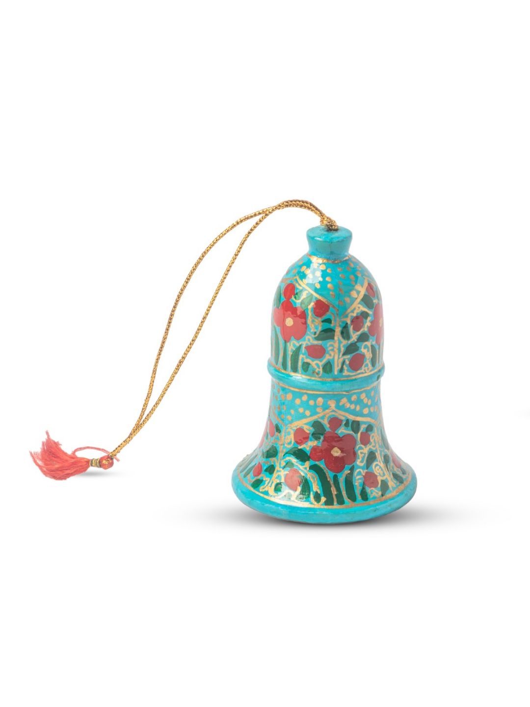 Paper Mache Bell: Turquoise Chimes