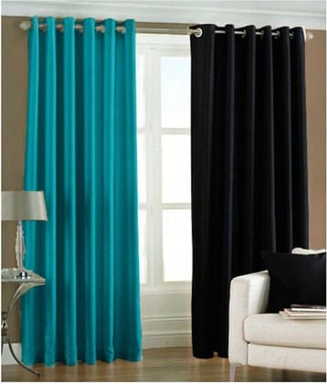 Phyto Home Solid Semi-Transparent Eyelet Door Curtain 7 ft Pack of 2 -Multi Color