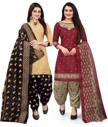 Rajnandini Unstitched Cotton Blend Printed Dress Material - Multicolor ( Pack of 2 )