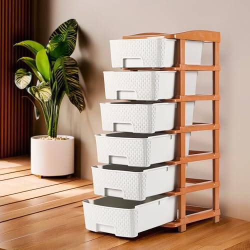 Kuber Industries 6-Tier Collapsible Multipurpose Plastic Drawers Storage Organizer