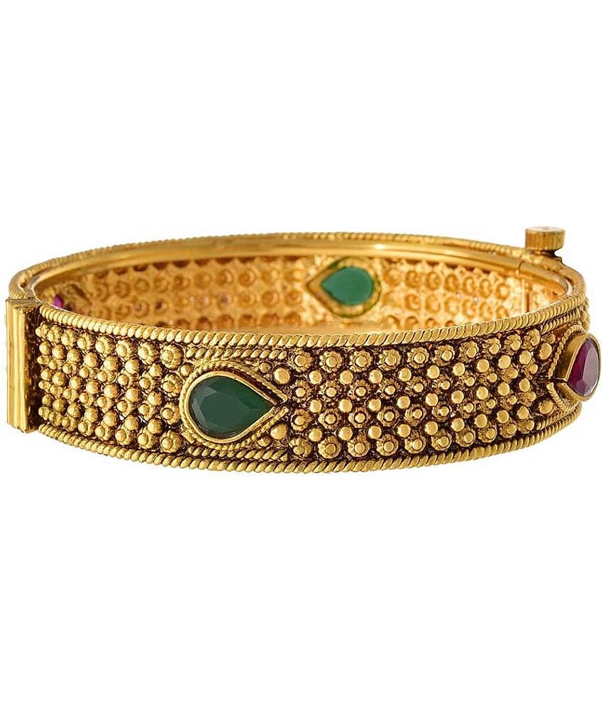 Traditional Ethnic One Gram Glod Plated Stone Designer Openable Bangle Kada for Women