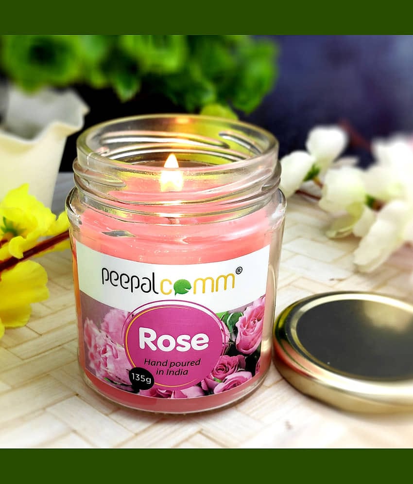 Peepalcomm Pink Jar Candle - Pack of 1