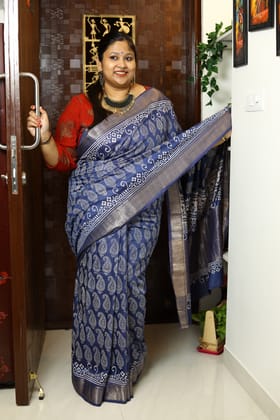 Neelam-Art Silk / Blue / Maheshwari Printed Art Silk