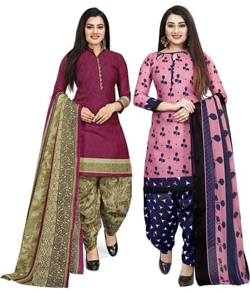 Rajnandini Unstitched Cotton Blend Printed Dress Material - Multicolor 3 ( Pack of 2 )