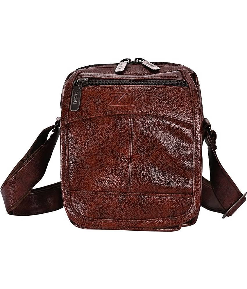 ZAIKO BAGS Brown Textured Messenger Bag