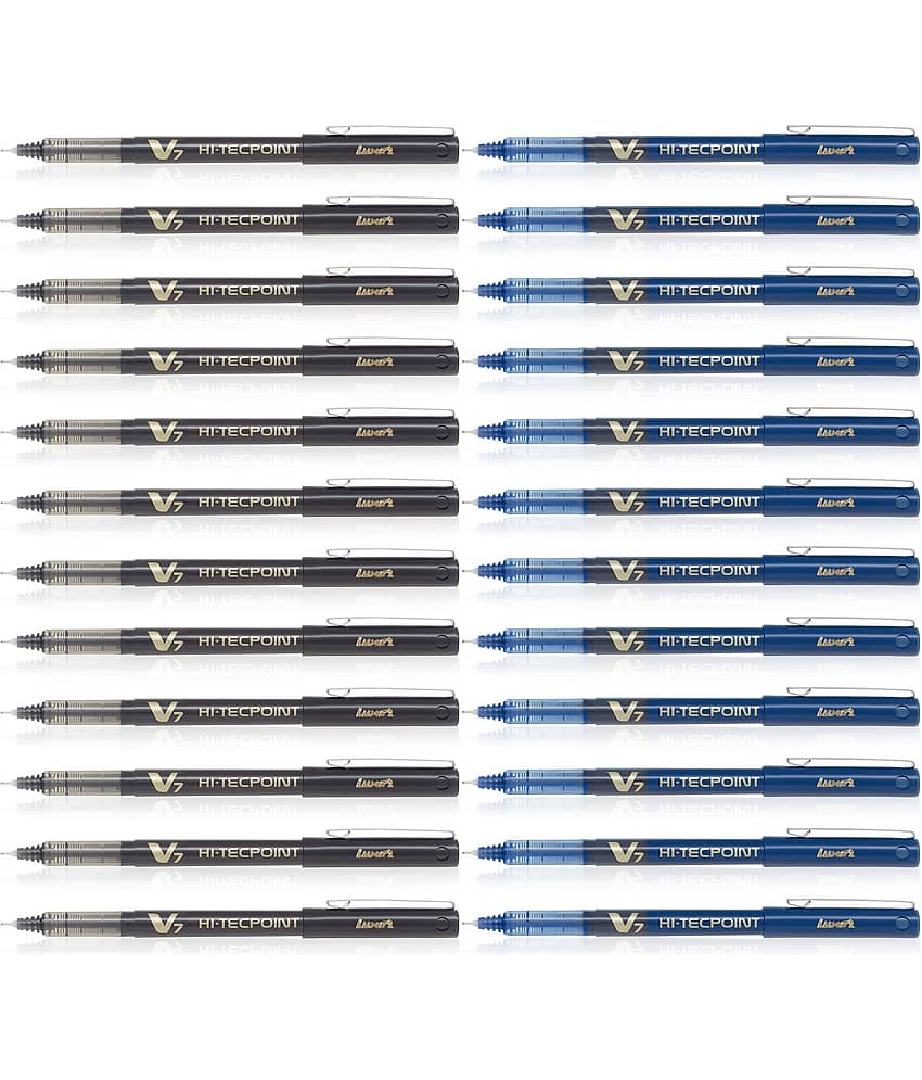 PILOT Hi-Tecpoint V7 Roller Ball Pen (12 Blue, 12 Black)