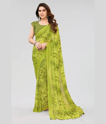 Anand Georgette Printed Saree With Unstitched Blouse Piece ( Blue )