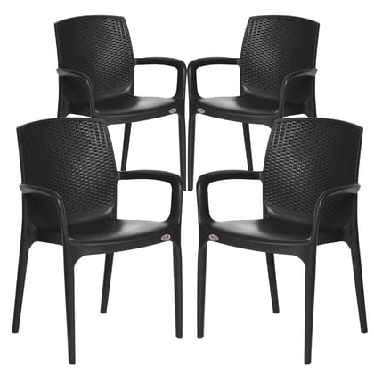 Supreme Furniture Texas Plastic with-Arm Chair Suitable for Home, Office, Garden, Living Room, Cafeteria, Restaurant, Hotel, Resort, Indoor & Outdoor