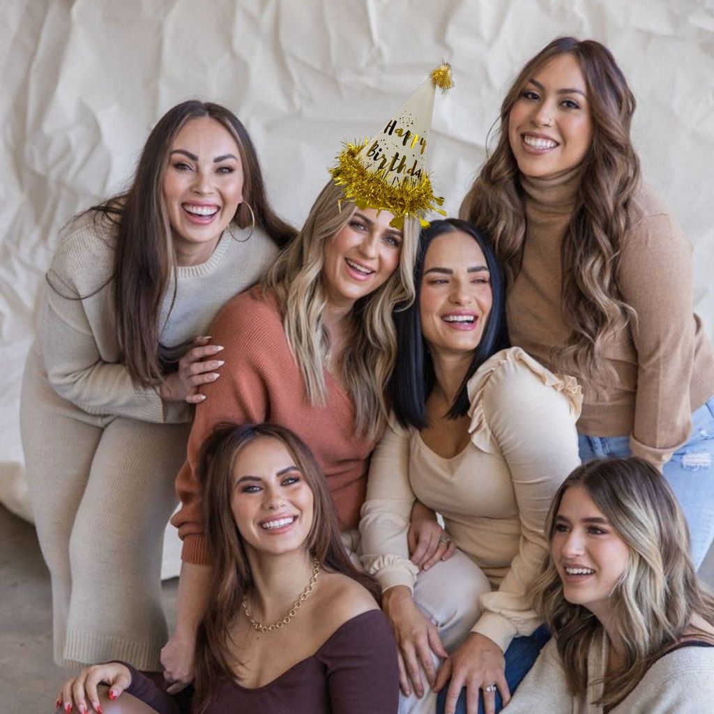 Happy Birthday Hat White & Gold