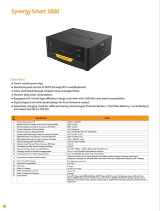 V-Guard Synergy Smart 1800 Solar Inverter | Smart App Control & Pure Sine Wave | Home Power Backup V-Guard Synergy Smart 1800 Solar Inverter | Smart App Control & Pure Sine Wave | Home Power Backup