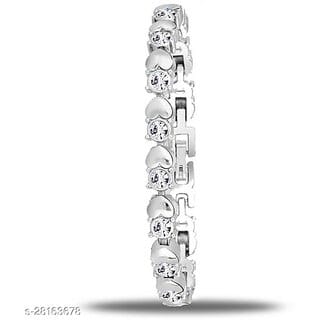 Silver Plated American Diamond Metal Bracelet For Women