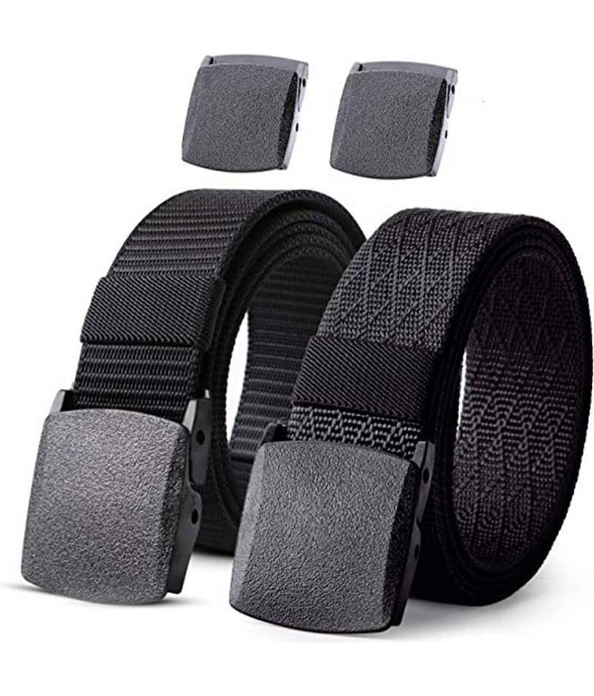 Edifier - Black Nylon Men's Casual Belt ( Pack of 2 )