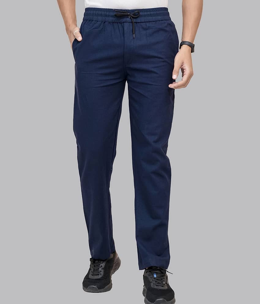QuaClo Regular Flat Men's Joggers - Navy Blue ( Pack of 1 )