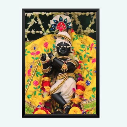 NOKKES Radha Raman ji Vrindavan Radha Raman Thakur Ji Black Photo Frames Religious Photo frame 5X7 Inch Photo Frame_QWW103