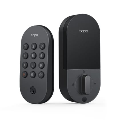 TP-Link Tapo Smart WiFi + Bluetooth Keyless Door Lock with Keypad, Auto-Lock, App Control, Alexa & Google Home Compatible, 200 PIN Codes, USB-C Backup Power - Black