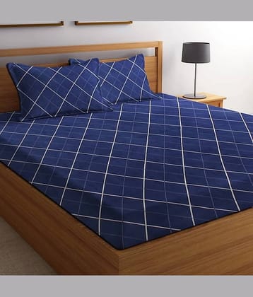 Homefab India Microfiber Double Bedsheet ( Blue )
