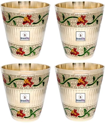 BrassCity - Brass Glasses Set 220 ml ( Pack of 4 )