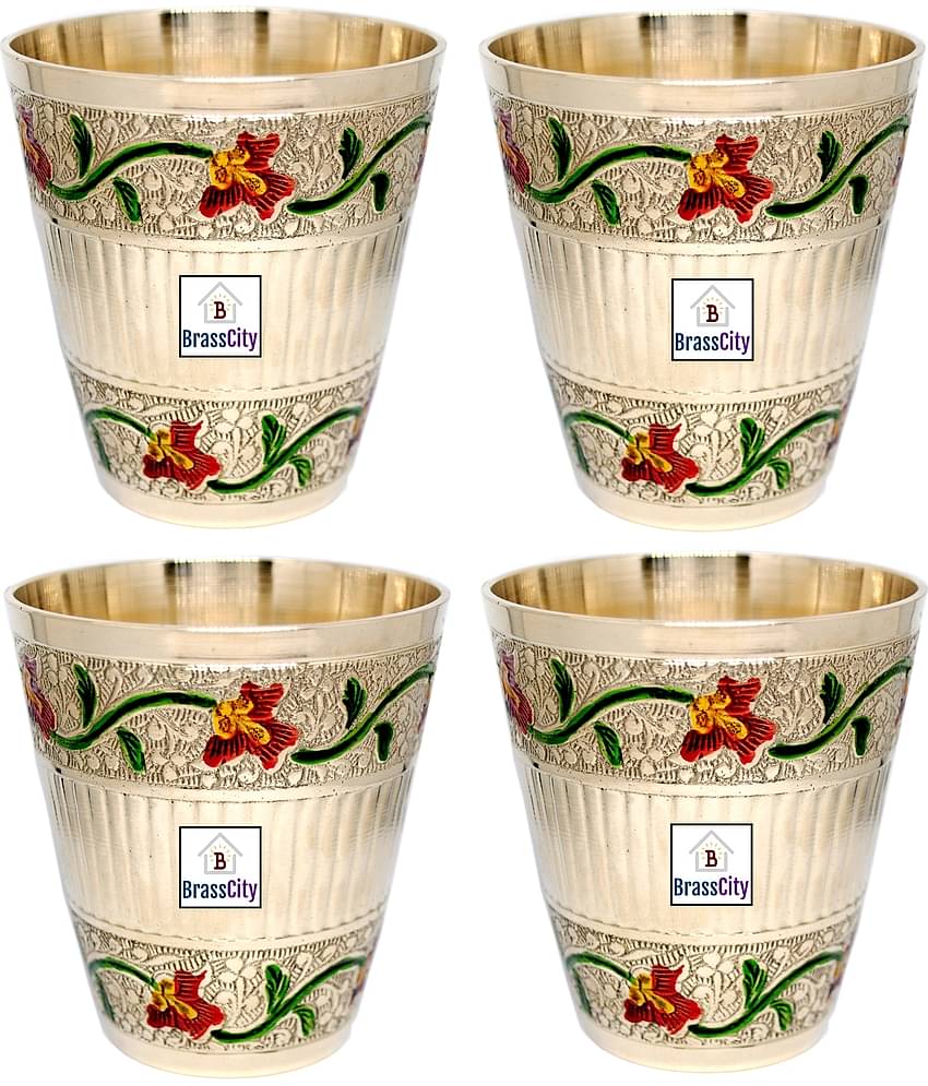 BrassCity - Brass Glasses Set 220 ml ( Pack of 4 )