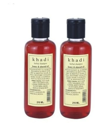 Khadi Herbal Honey and Almond Oil Shampoo, 420ml (Twin Pack)