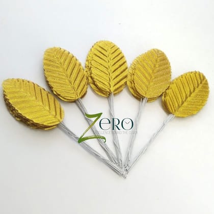 Bunch of 50 Pcs Hand Made Fabric Leaves - Gold Color