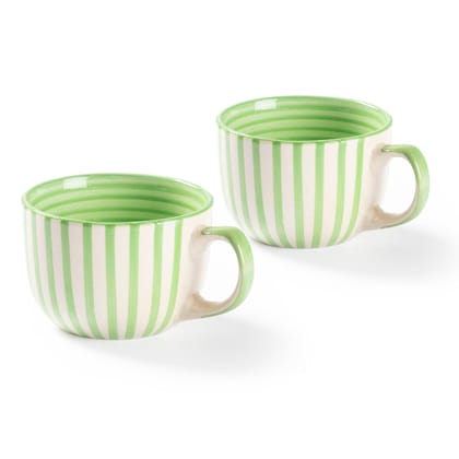 Handpainted Ceramic Mugs - 2.75 x 4 Set of 2-Lime Green / Ceramic / 2.75 Inches x 4 Inches