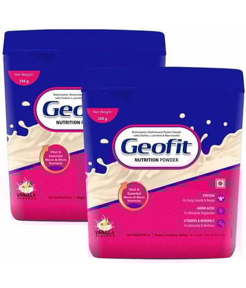 GEOFIT Vanilla Protein Powder Nutrient Rich Supplement for Energy & Strength, 250g (Pack of 2)