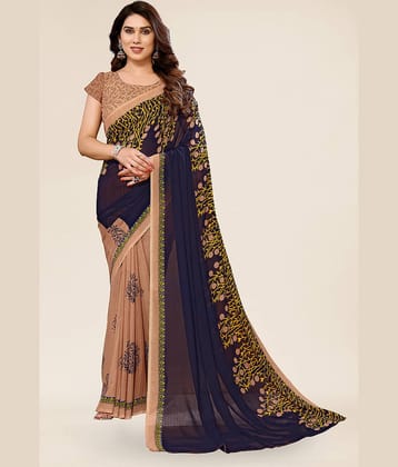 ANAND SAREES Georgette Printed Saree With Unstitched Blouse Piece ( Beige )