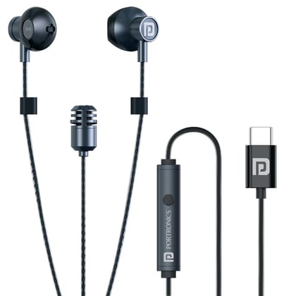 Portronics Conch One India 1st Type C Wired Earphone With in-Built Karaoke Mic,Deep Bass,8 Karaoke Mode,4 EQ Modes,Easy Control, Compatible With Karaoke Apps, Compatible with All Type C Devices(Black)