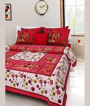 Divya Bazaar Cotton Queen Bedsheet ( Red )