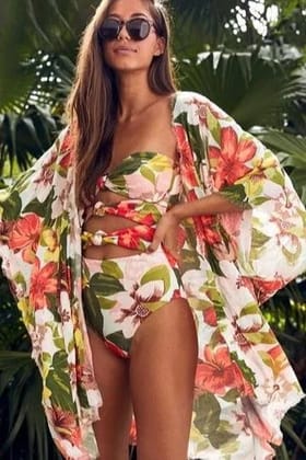Floral Monokini with a coverup M