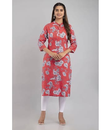MAUKA - Red Rayon Women's Straight Kurti ( Pack of 1 )