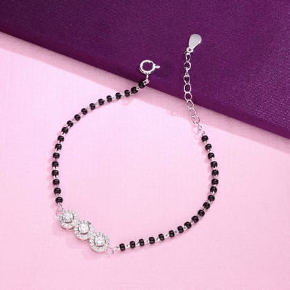 Sterling Silver Elegant Radiance Mangalsutra Bracelet-White Stone / Silver