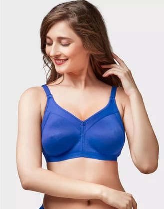 Trylo Women Non Wired Non Padded Full Coverage Bra| Rozi STP-BLUE / 32D