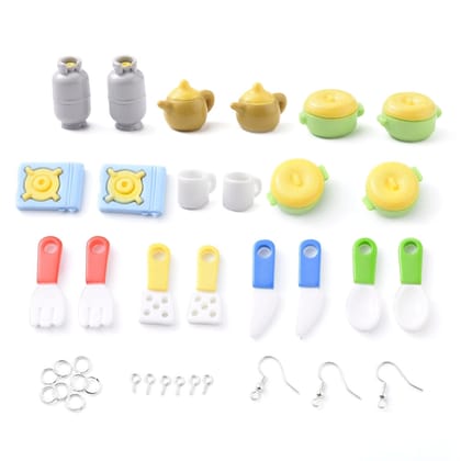 10 Pcs, 19x17x0.5mm, DIY Earring Findings, Brass Earring Hooks, Resin Pendants and Beads Multicolor-Multicolor