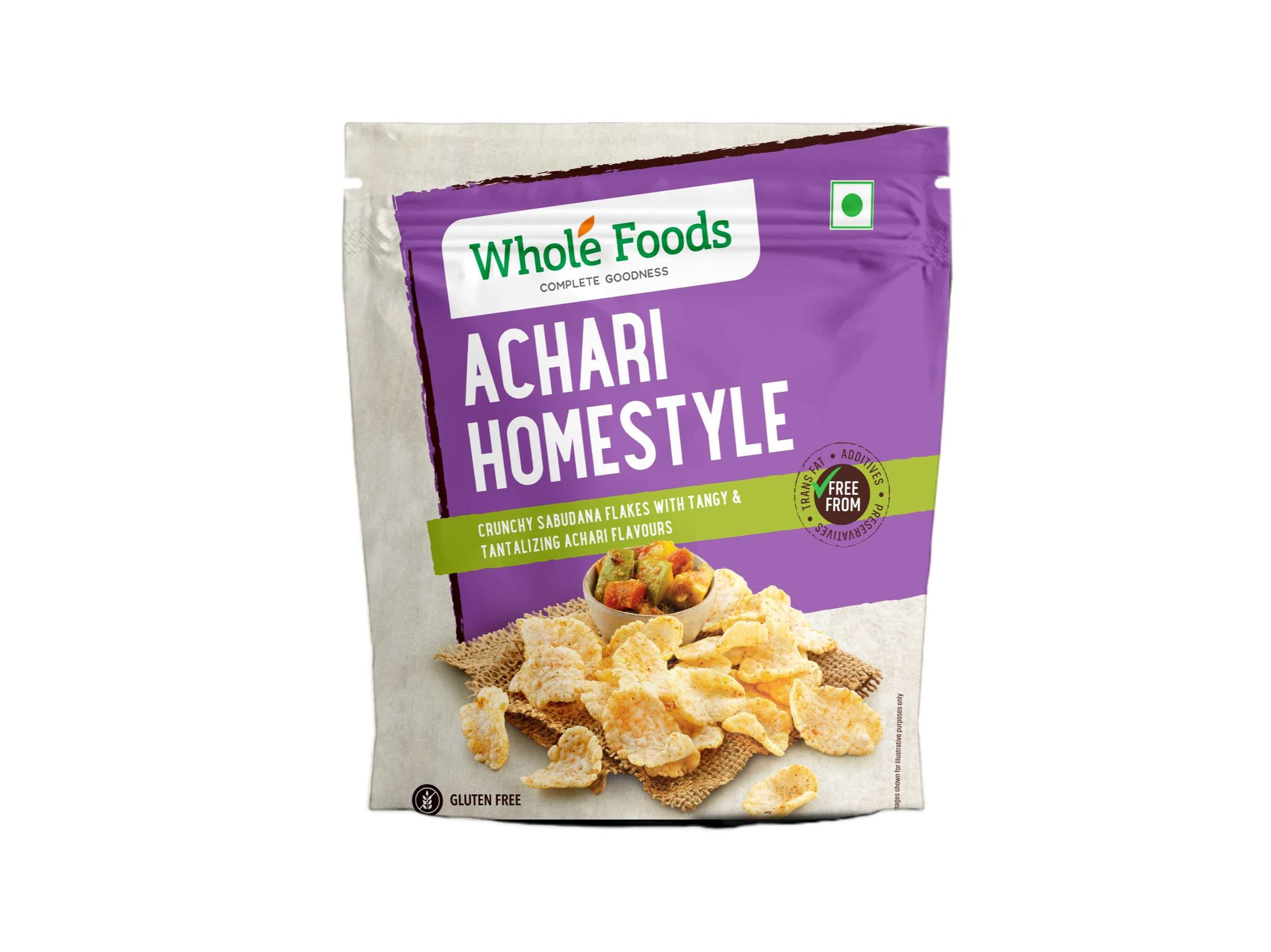 Whole Foods Crunchy Sabudana Flakes | Achari Homestyle - 40G