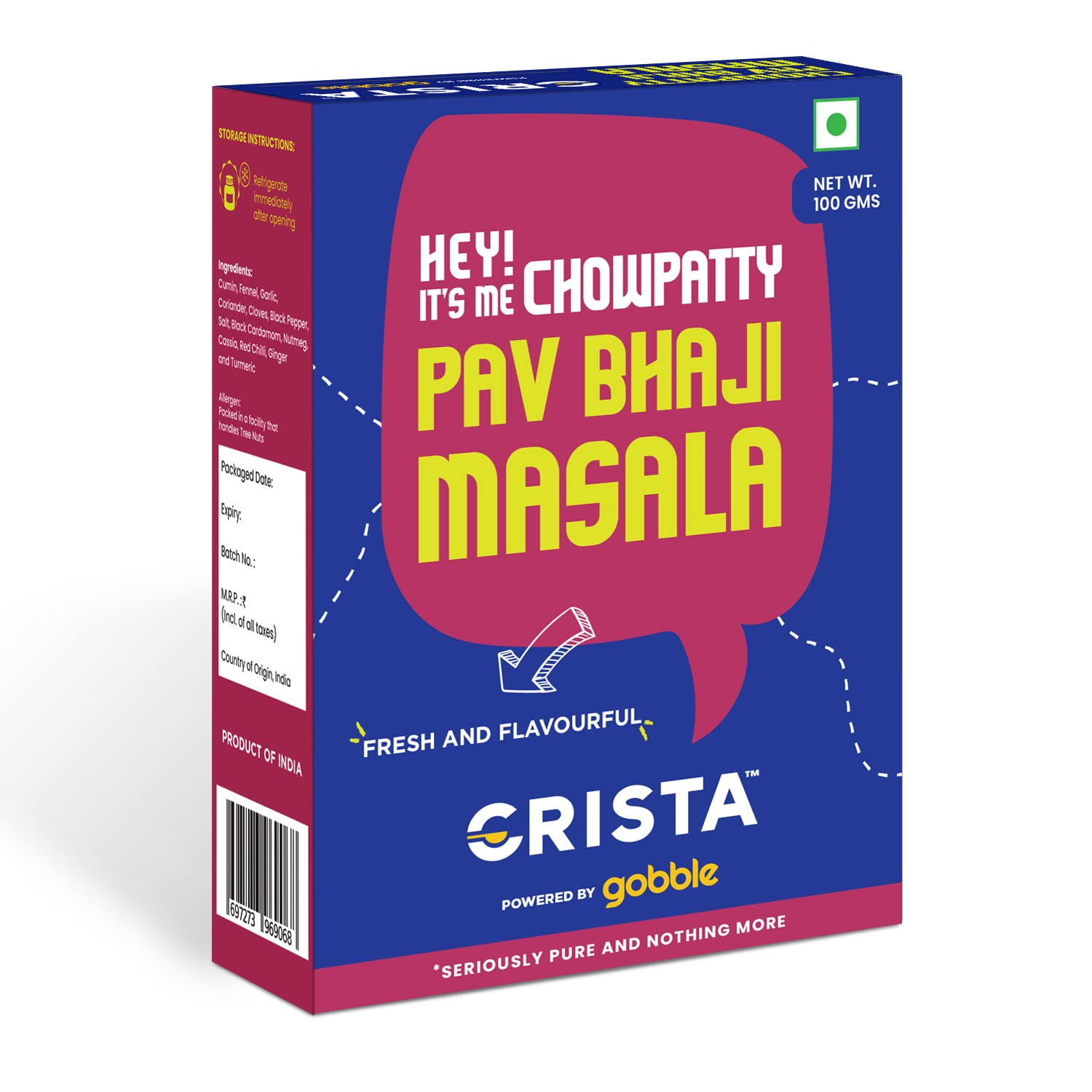CRISTA Chowpatty Pav Bhaji Masala, 100 gm