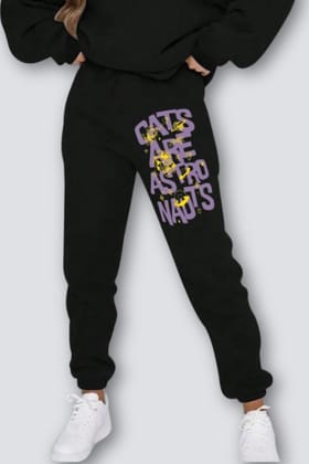 Cosmic Cats Straight Fit Joggers - Black-S