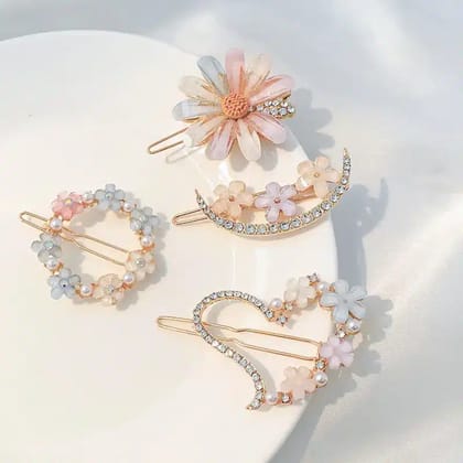 Hot Selling Rhinestone Bobby Pins 4pc set | Pearl Hair Slides Women Hairpins | Bling Lady/Girls/Women | Hair Accessories, Hair Clips