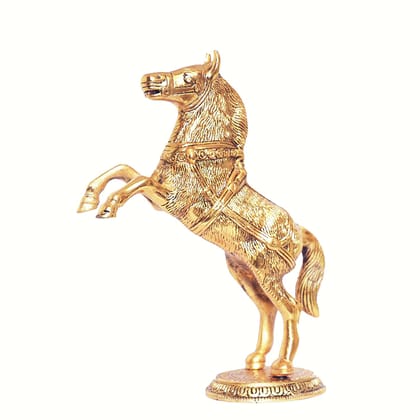 DreamKraft Metal Oxidized Jumping Horse Statue for Home Decor, Feng Shui & Vanstu Showpiece Figurines (Golden, 15x8x26 cm)