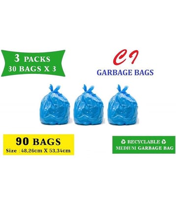 C I -3 Pack of Blue Garbage Bags - 19X21 | 3 Packs of 30 Pcs - 90 Pcs | Blue Medium Disposable Dustbin Bags for Dry Waste