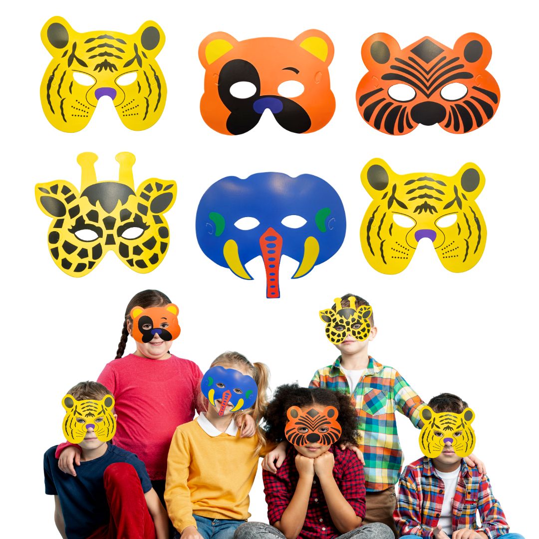 Jungle Theme Animal Paper Eye Masks - 6PC