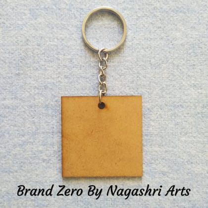 Brand Zero MDF Key Chain Straight Corner Square Design - Combo Of 5 Pcs - Select Your preferred Size & Thickness