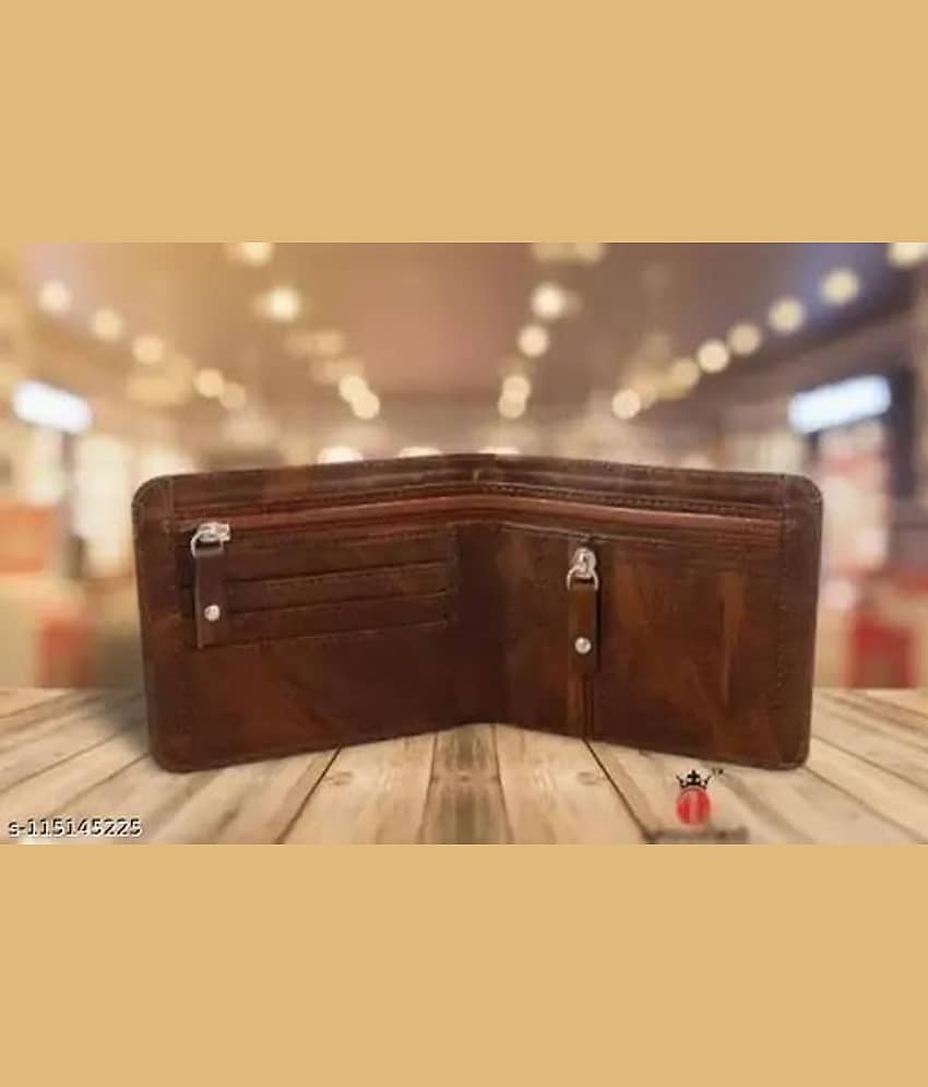 HABIBI PU Solid Men's Two Fold Wallet With 4 Slots For Card ( Brown , Pack of 1 )