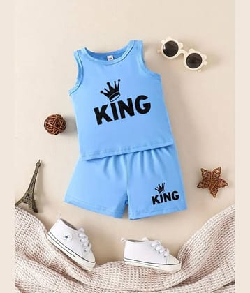 MUSNAHGARMENTS Pack of 1 Baby Boys Cotton T-Shirt & Shorts Set ( Light Blue )