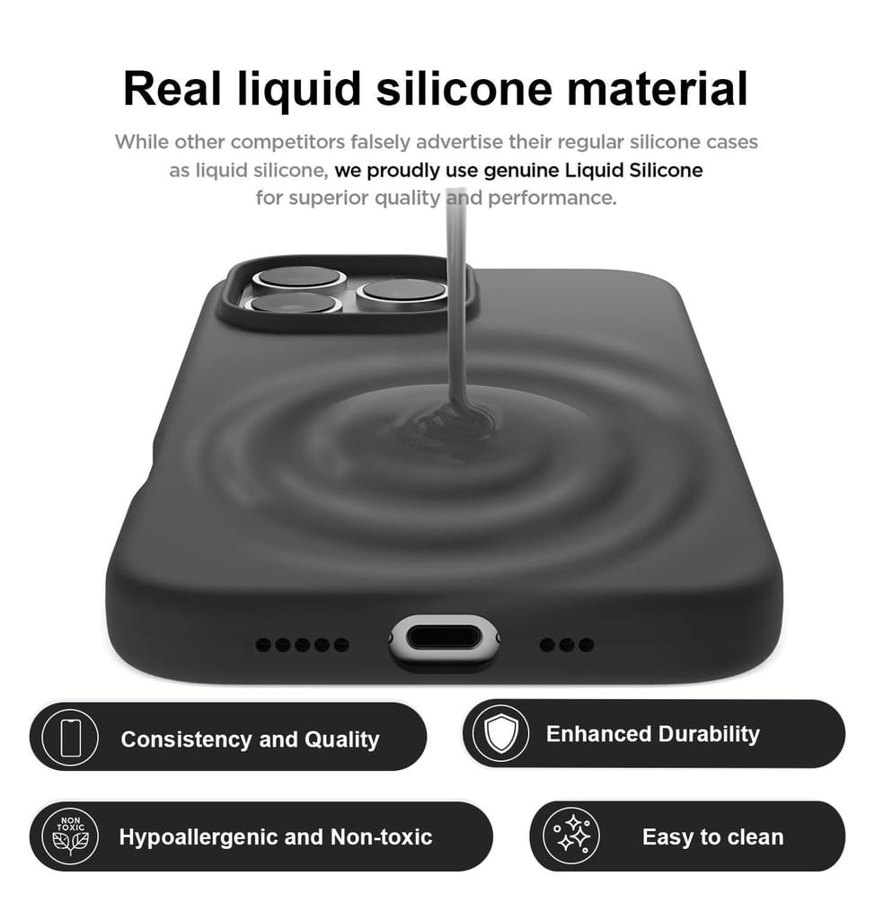 LIRAMARK Liquid Silicone Soft Back Cover Case for Apple iPhone 16 Pro