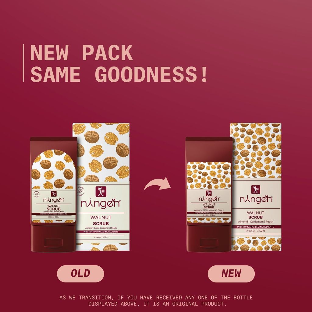 Ningen Walnut Face Scrub I Enriched with Almond, Green Cardamom and Peach I Irritation Free, Paraben Free I Moisturizes, Exfoliates and Removes Tan/Blemishes I 100g