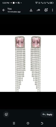Luxury Pink Crystal Tassel Drop Earrings (Silver and Pink) | Glamorous Rhinestone Design | Party & Festive Wear