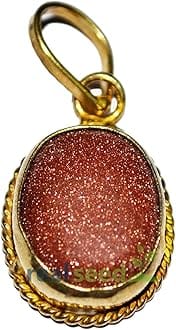 Real Seed Natural & Original Sun Sitara Pendant/Locket, Goldstone, Sunstar, Pearl Stone Precious Gemstone Pendant | Ideal for Men, Women and Kids | 100% Authentic Gemstone