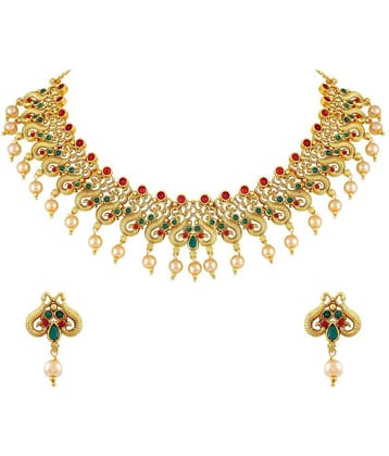 Asmitta Jewellery Zinc Golden Traditional Necklaces Set Choker
