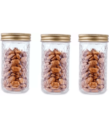 CROCO JAR - Gold Glass Food Container ( Pack of 3 )